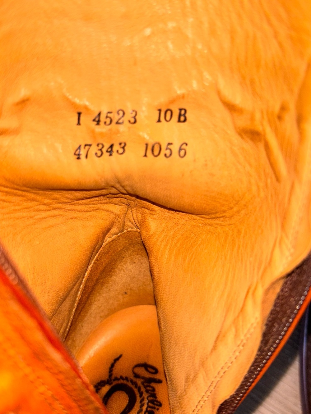 Charlie Horse Brown Leather Western Boots w/Burnt Orange trim Women's 10B - Picture 4 of 11